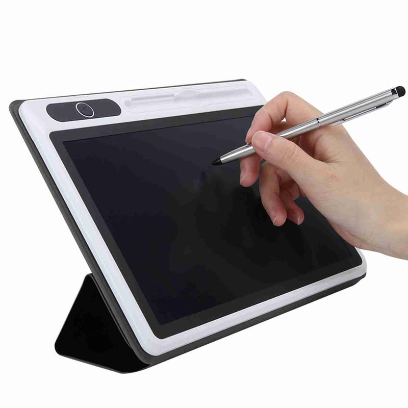 Electronic Notepad LCD Tablet Drawing Pad Business Supplies Hand Painting Tool 9 Inch(Black (With Faux Leather Case) )