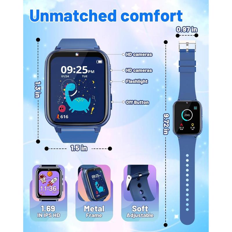 Smart Watch for Kids Toys for Boys 4-6 with Dual Camera Gifts for 5 Year Old Boy Birthday Christmas Stocking Stuffers for Kids 3 4 5 7 9 6 8 Year Old