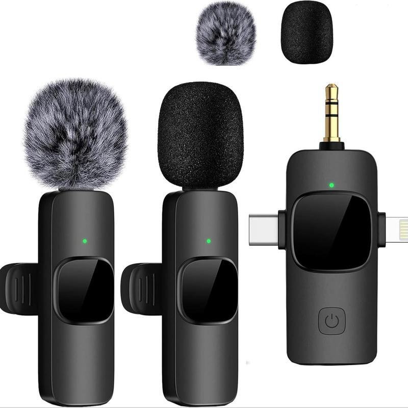 3-in-1 Wireless Audio Microphone, 1 Set Rechargeable Mini USB C Microphone, 2.4G Low Delay Microphone for Video Recording, Vlog, Interview