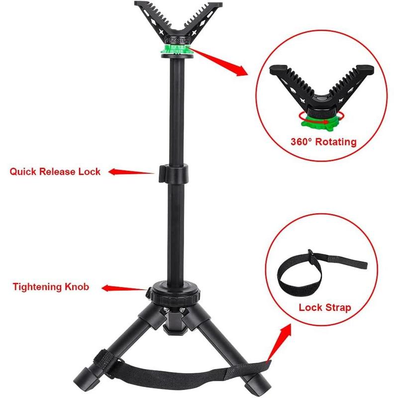 Portable  Tripod Rest Rapid  Stand, Adjustable Compact Lightweight Aluminum Cast Construction Bench Stick with 360 Degree Rotate V Yoke Holder Height 11.8