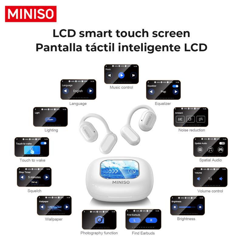 MINISO X30 OWS Translation Wireless Bluetooth Earphones Support 128 Languages Real Time Bluetooth Translation Support Playing Music Phone Calls Headphones & Meeting Summary Earbuds