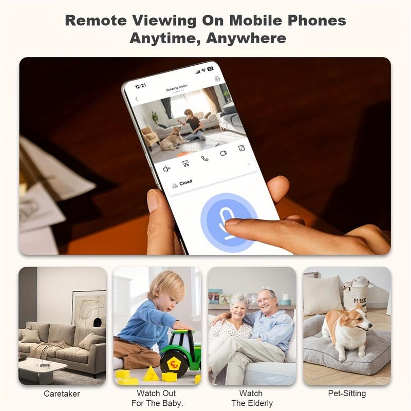 1 Piece 1080P FHD Wireless Surveillance Camera, Home Security Smart Camera, Full Color Night Vision, Two-Way Voice Call, Motion Detection, Built-in AP Hotspot, Mobile Phone Remote Application, suitable for Indoor and Outdoor Baby and Pet Monitoring