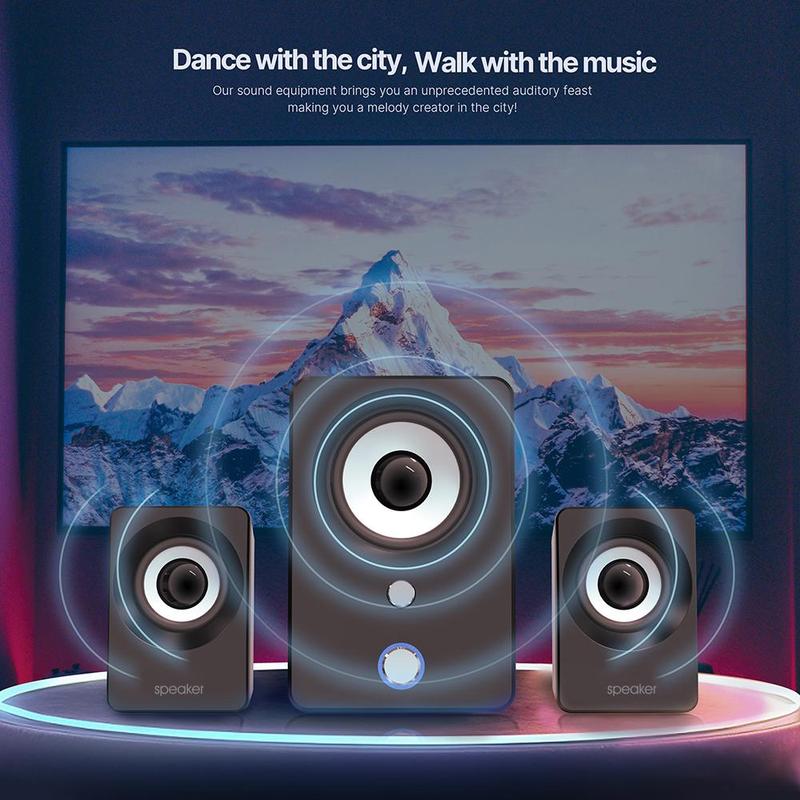 USB Powered Speaker, 360 Degree Surround Sound Subwoofer Speaker, Multimedia Laptop Computer Speaker for Office Home