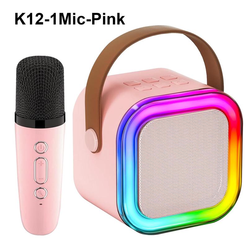 Karaoke Machine Toy with Wireless Microphone, 1 Set LED Light Karaoke Singing Speaker, Creative Birthday and Holiday Gift Options, Christmas Gift