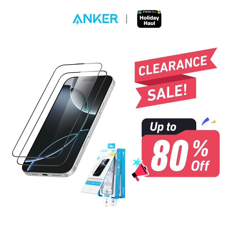 Anker Easy Fit HD Screen Protector Kit (2-Pack), Ultra-Durable and Thin ShieldX Protection, Dust-and Fingerprint-Free