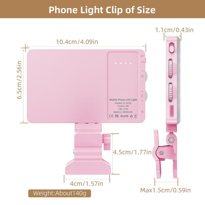 Selfie Light Selfie Stick for Summer Gift, Rechargeable Dimmable LED Selfie Light, Mini Portable Adjustable Selfie Stick, Cellphone Selfie Accessories, Selfie LED Lights, Content Creator Tools