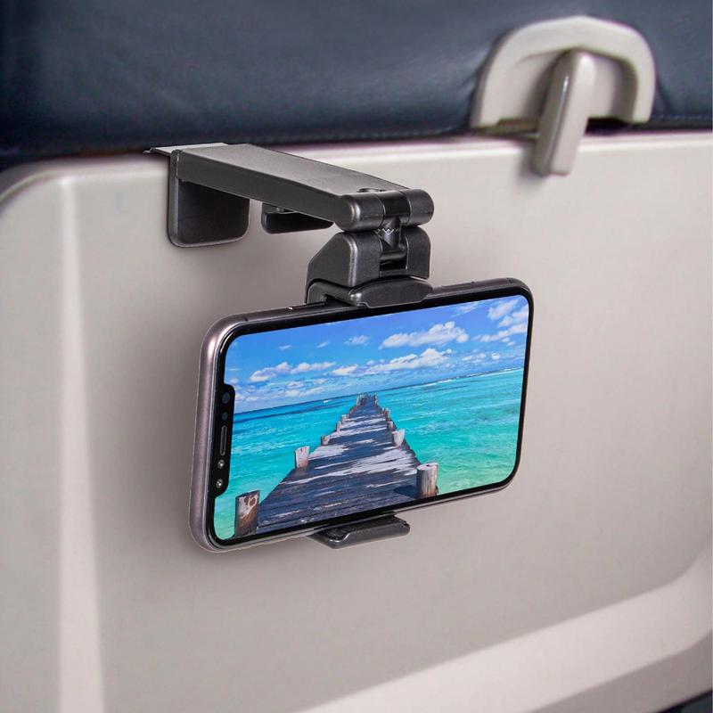 Universal in Flight Airplane Phone Holder Mount, Multi-directional Dual 360 Degree Rotation Hands Free Viewing Smartphone Holder, Universal Compact Travel Essential Accessory for Flying