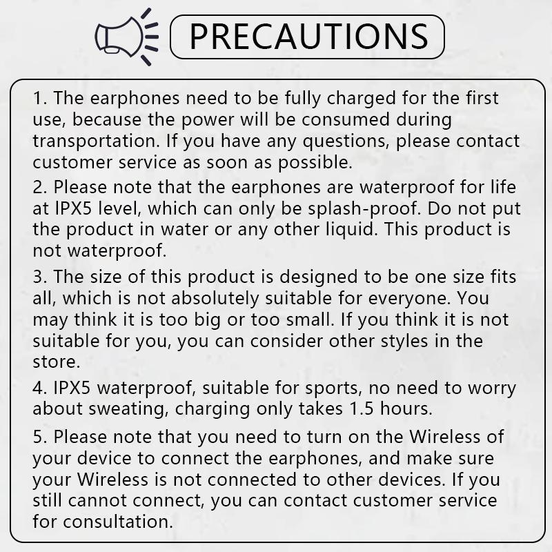 Christmas MINISO Wireless Ear-hook Headphone, Rechargeable Earphone with HiFi Sound, Long Battery Time Earphone Compatible with All Smartphones, Wireless Earphone, Earbuds