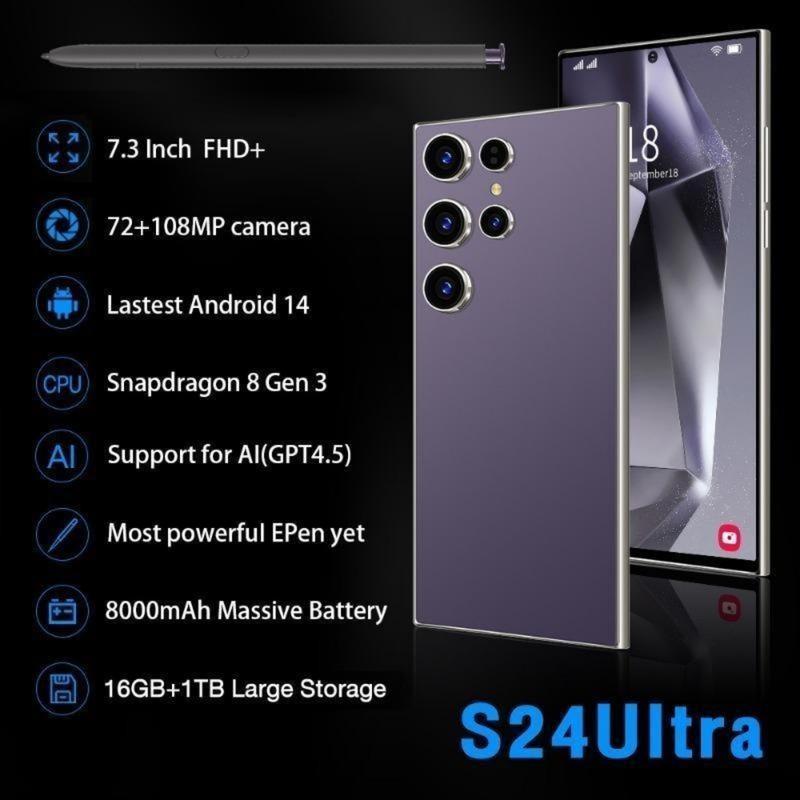 New Original C24 Ultra Smartphone Network 7.3inch 16GB+1TB Android Mobile Phones Unlocked 7000mAh 50MP+108MP 5G Cellphone NFC