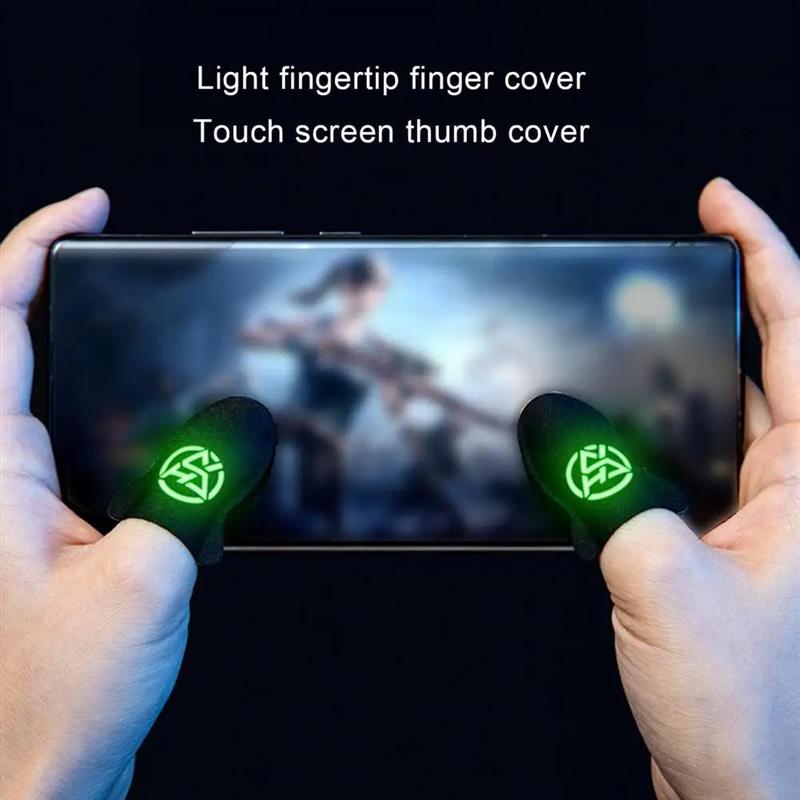 Luminous Gaming Finger Gloves with Storage Box, 1 Pair Anti-sweat Gaming Finger Gloves with Storage Box, Breathable Finger Gloves for Mobile Phone, Universal Gaming Accessories