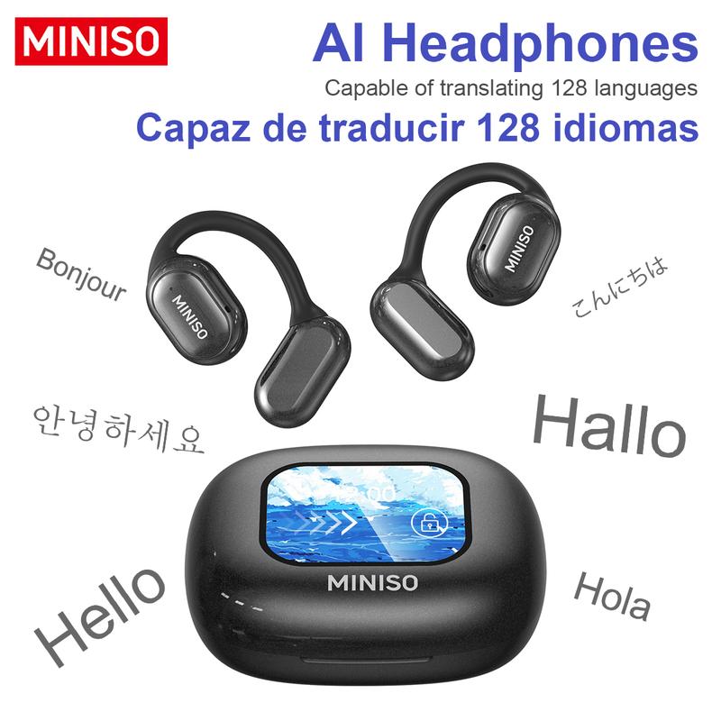 MINISO X30 OWS Translation Wireless Bluetooth Earphones Support 128 Languages Real Time Bluetooth Translation Support Playing Music Phone Calls Headphones & Meeting Summary Earbuds