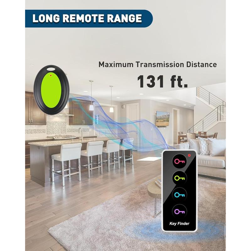 Key Finder,85dB+ Item Locator Tags with 131ft. Working Range,Wireless Key Tracker Remote Finder Locator with Sound for Finding Wallet, Key, Phone, Glasses, Pet Tracker, All Battery Included