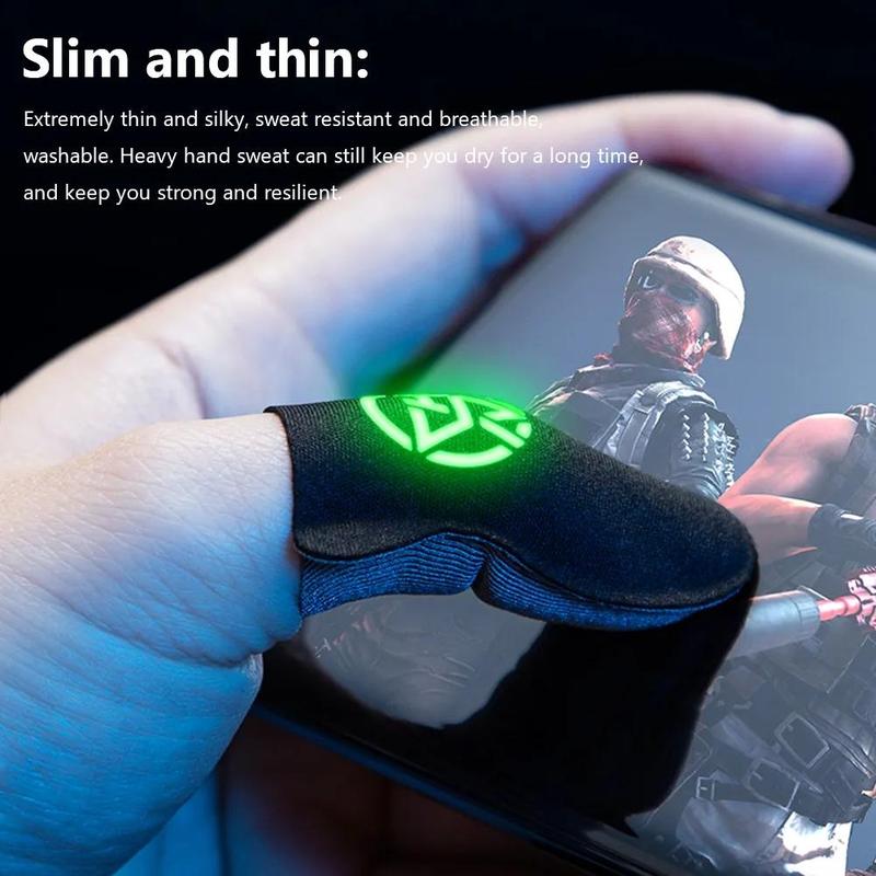 Luminous Gaming Finger Gloves with Storage Box, 1 Pair Anti-sweat Gaming Finger Gloves with Storage Box, Breathable Finger Gloves for Mobile Phone, Universal Gaming Accessories