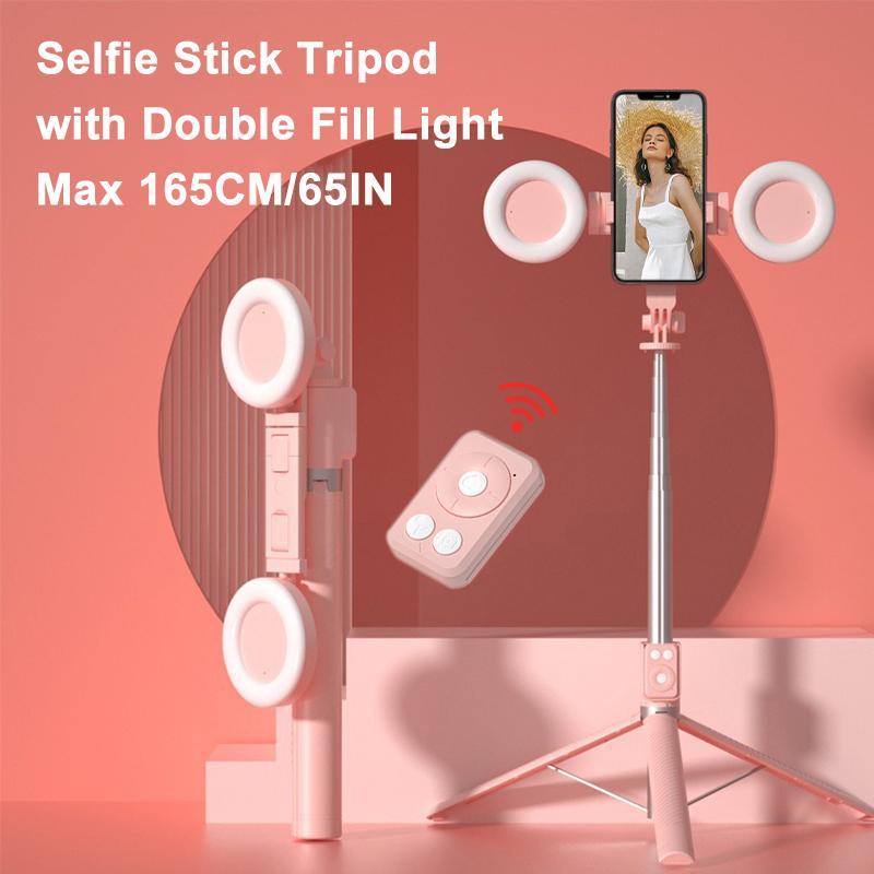 Multifunctional Selfie Stick, Retractable Phone Tripod with Dual Selfie Lights, Selfie Stick with BT Remote Control for Live Streaming, Vlog, Photography