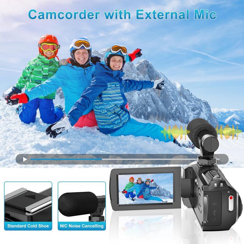 Video Camera Camcorder Ultra HD 4K 48MP Digital Cameras Recorder for YouTube  3 Inch 270 Degree Rotation Screen 18X Zoom Vlogging Camcorders for ,Teens,Students,Beginners,Elders