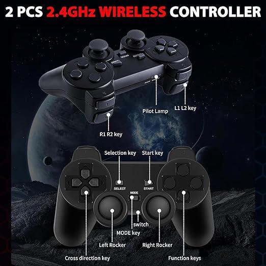 2024 NEW Retro Game Console, Nostalgia Stick Game,Retro Game Stick,Plug and Play Video Game Stick Built in 20000+ Games,4K HDMI Output,9 Classic Emulators, Dual 2.4G Wireless Controllers-64G playstation