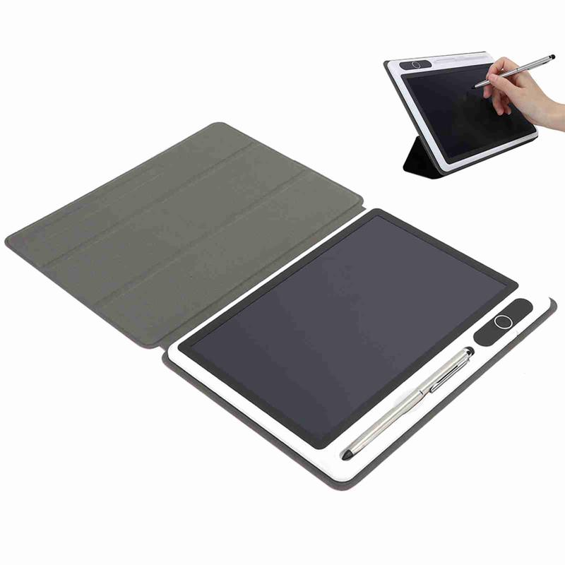 Electronic Notepad LCD Tablet Drawing Pad Business Supplies Hand Painting Tool 9 Inch(Black (With Faux Leather Case) )