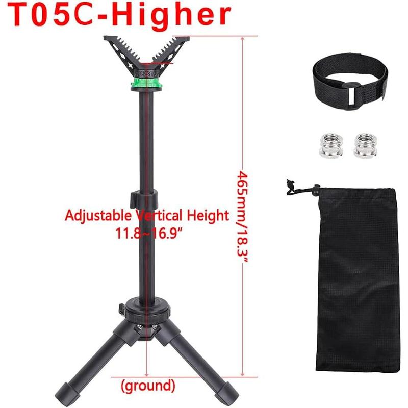 Portable  Tripod Rest Rapid  Stand, Adjustable Compact Lightweight Aluminum Cast Construction Bench Stick with 360 Degree Rotate V Yoke Holder Height 11.8