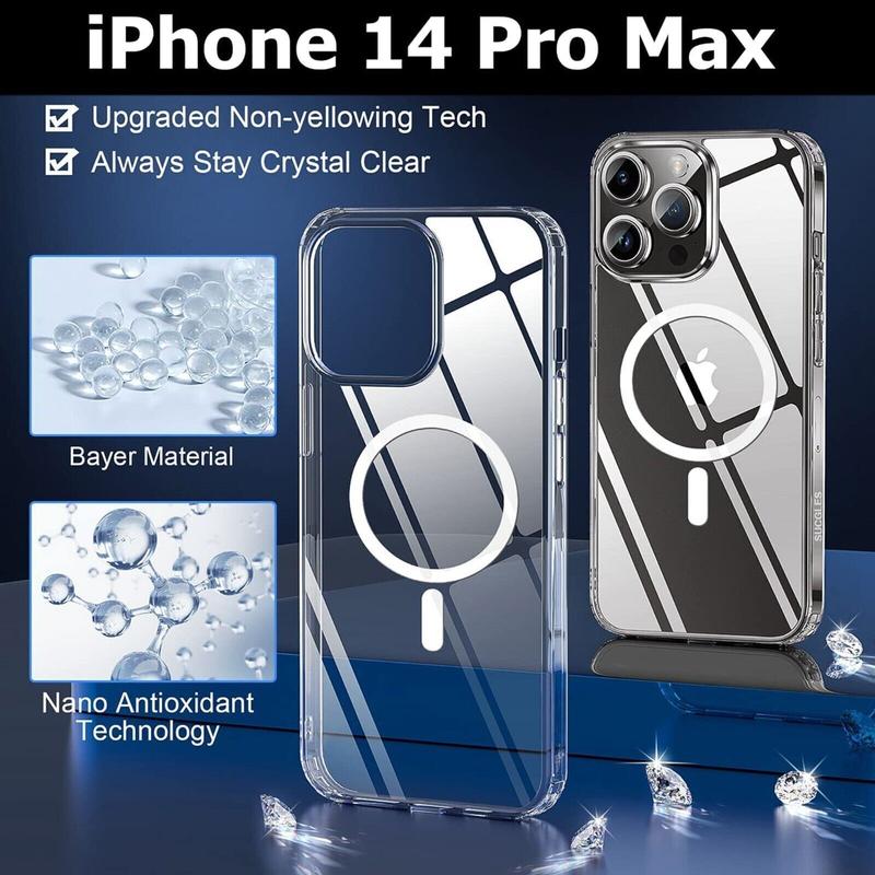 For Apple iPhone 16 15 14 13 12 Pro Max 11 Plus Clear Case Slim Plating Cover With MagSafe Transparent Shockproof Protection Protective iphone case