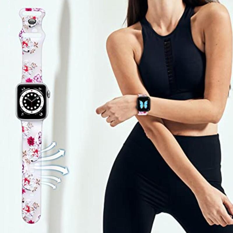 Soft And Comfortable Transparent Printed Silicone Strap Compatible with Apple Watch Band 49mm45mm44mm42mm41mm40mm38mm, Suitable For iwatch Ultra Series Se9 8 7 6 5 4 3 2 1 Smartwatch Accessories