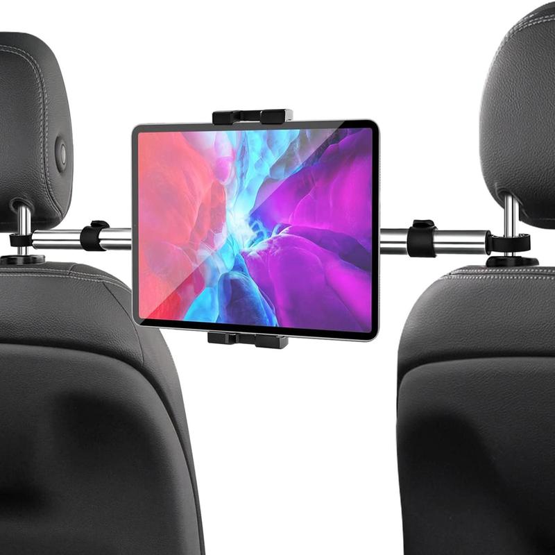 Car Rear Seat Tablet Holder, Retractable Swivel Tablet Holder Between Car Front Seats, Universal Car Headrest Fixed Holder for iPad Pro 12.9 Air Mini, Galaxy Tabs, Switch, 4-13 Inch Phone & Tablet