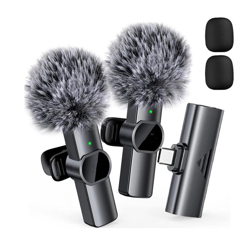 Wireless Lavalier Microphone for Summer Gift, 1 Set Long Standby Audio Lapel Mic, Professional Wireless Collar Clip Microphone for Phone, Mini Microphone, Wireless Mic, Cordless Omnidirectional Condenser Recording Mic for Vlog, Fall Gift