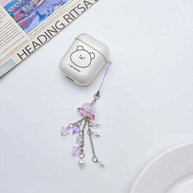 Jellyfish Phone Charms Aesthetic Y2K Cell Phone Charm Cute Strap Accessories with Star Heart for Bag Keychain Camera Decor