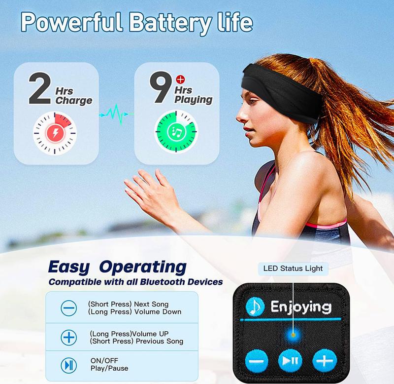 Sleep Headphones Bluetooth Wireless Sports Headband, Long Playtime Lightweight Headphones with HD Stereo Speakers for sleeping, jogging, walking or yoga