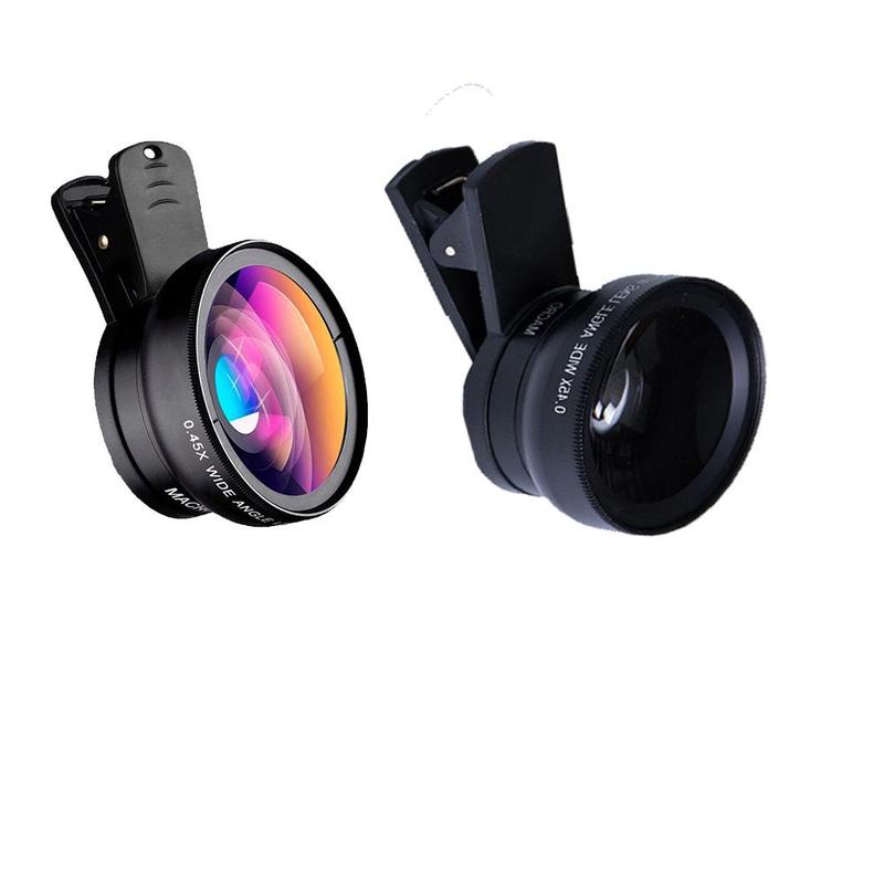 Professional Lens Set, Clip-on 2 in 1 Phone Lens, 0.45X 49UV Mobile Phone Camera Lens, Wide Angle & Macro Cellphone Camera Lens for iPhone Android Phone,Phone Camera Lens