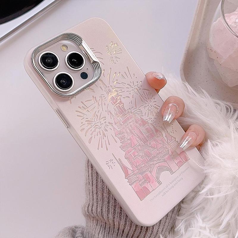 Gradient Castle Pattern Phone Case, Cute Decorative Phone Protector Cover, Phone Accessories Compatible with iPhone Series for Girl Gift & Daily Use, Smartphone Case, Cute Phone Cases