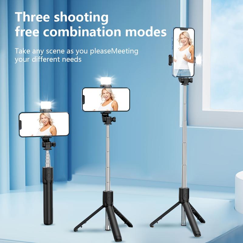 360° Automatic Rotating Mobile Phone Bracket Tripod Selfie Stick with Fill Light, Wireless Remote Control, Anti-shake, Desktop Anchor, and Handheld Live Broadcast Bracket