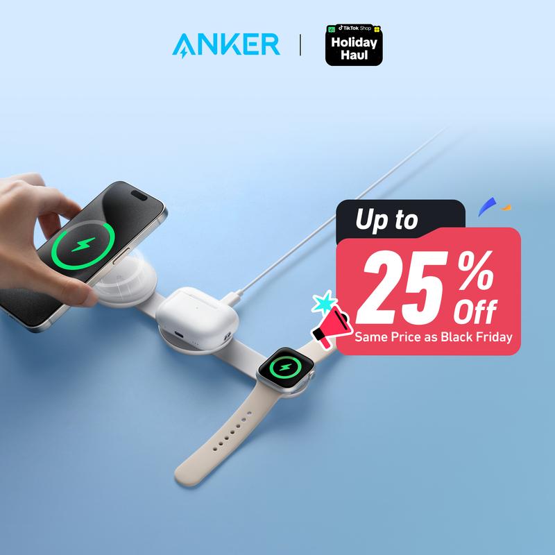 Anker MagGo UFO Charger, 3-in-1 Wireless Charging Station, 15W Max for iPhone 15 14 13 12, AirPods, Apple Watch (USB-C Charger Included)