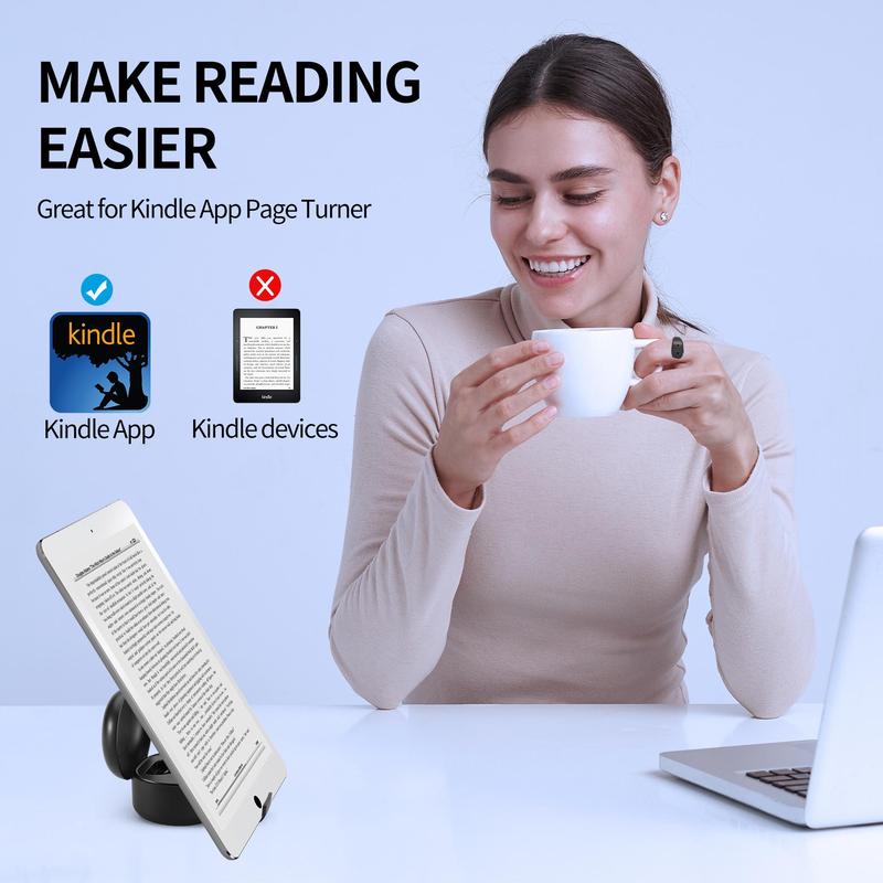 Multifunctional Wireless Remote Control Selfie Ring, Bluetooth-compatible Smart Scrolling Ring, Kindle APP Remote Page Turner with Cell Phone Stands