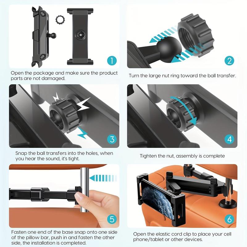 Car Headrest Tablet Holder, Adjustable Car Headrest Mount & Holder, Car Phone Stand Tablet Holder for Most Tablets & Phones, Car Accessories