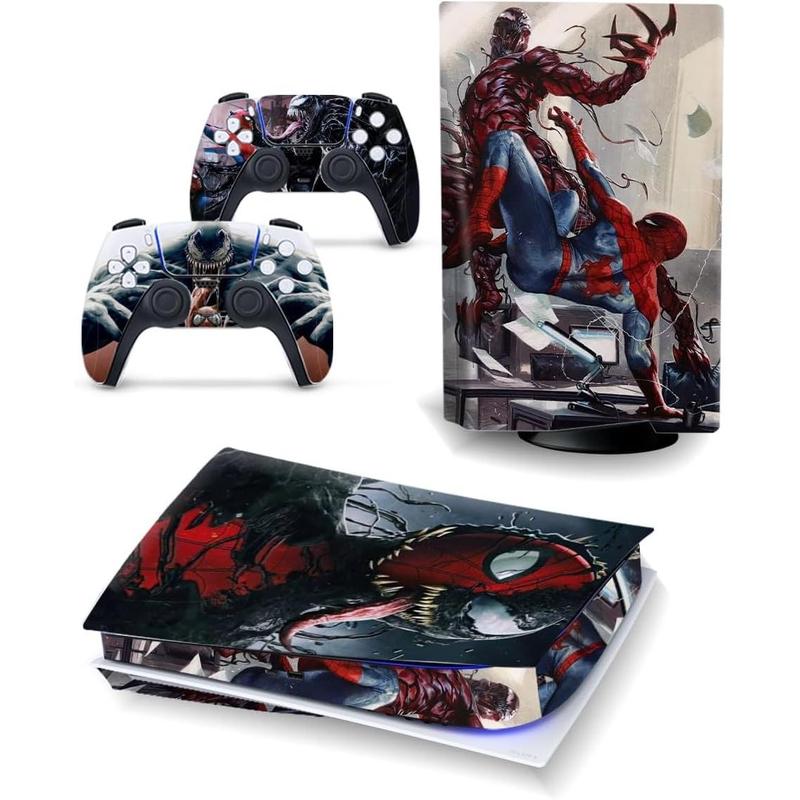 PS5  - Disc Edition Console and Controller Accessories Cover  PS5 Controller  Gift ps5  for Console Full Set PS5  Spider Red and Gery