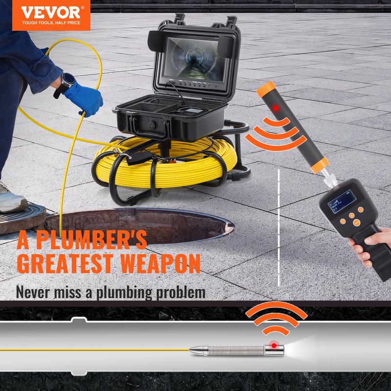 VEVOR Sewer Camera with 512Hz Locator,300 ft 91.5 m, 9