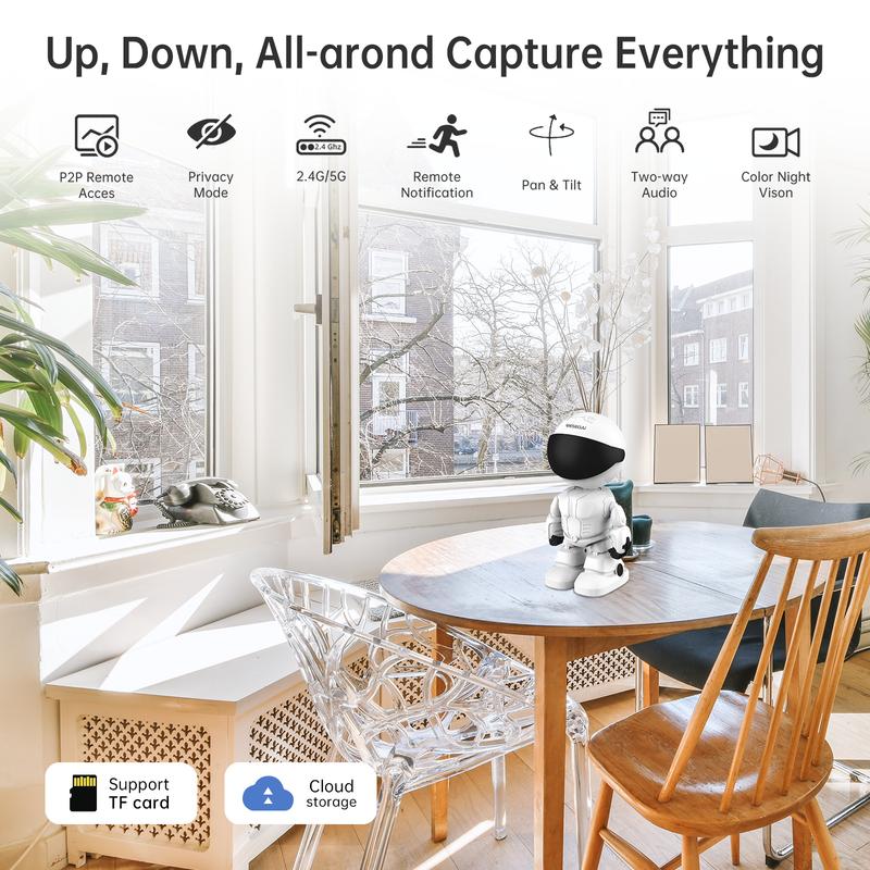 NoahTec Pet Home Security Camera 3 Megapixel with Motion Detection HD Intelligent Robot Camera, Two-Way Voice Auto Tracking Function Monitoring Sd