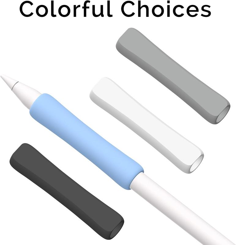 4 Pack  Grip Compatible with  Pencil 2nd Generation,  Pencil USB-C &  Pencil Pro  iPencil Grip (White Blue Midnight Blue Black)