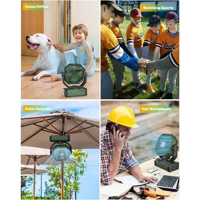 Rechargeable Fan with Auto Oscillating & Remote & Timer & LED Light, 20000mAh 9-Inch   Fan(70Hrs), Camping Fan for Tents, Travel, Worksite,  Hurricane, USB Cordless Portable Fans