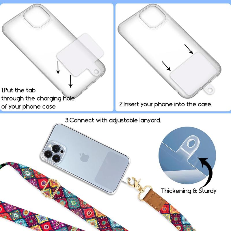 New 2024-Phone Lanyard Crossbody Wrist Strap, Boho Bohemian Cell Phone Lanyards for Around The Neck Wristlet Adjustable Phone Strap, iPhone Lanyard for Women Keys Case ID Badges Phone Accessories