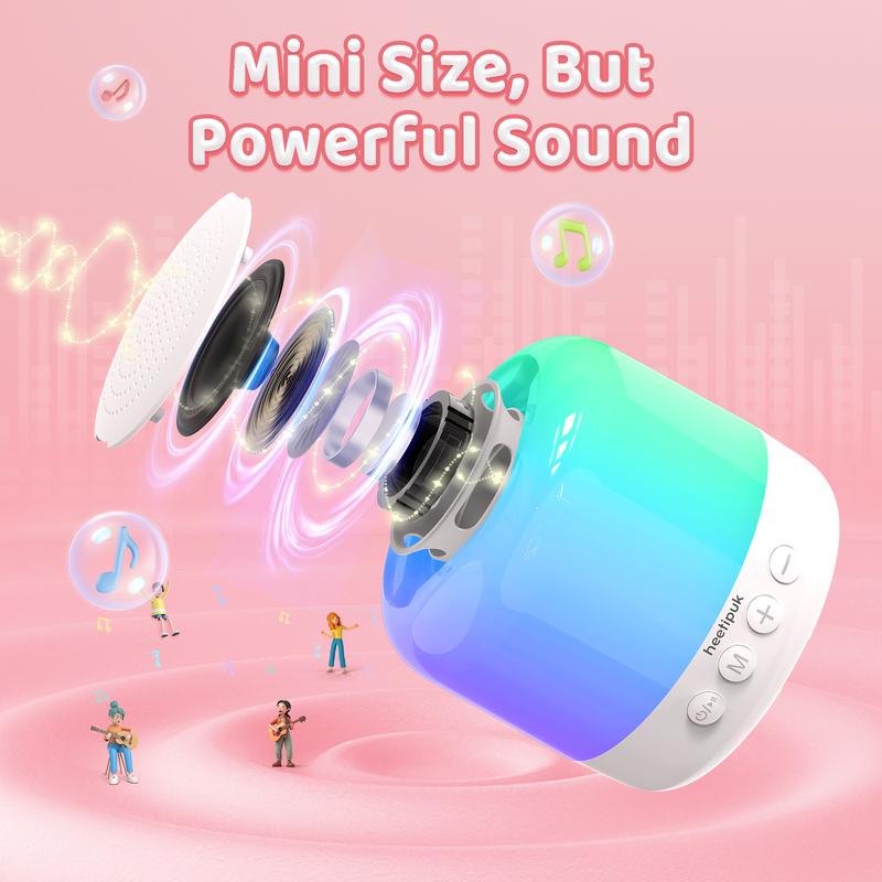 Heetipuk Y6 Mini Karaoke Machine,Portable Bluetooth Speaker with 2 Wireless Microphones for Kids Adults Dazzling Lights,Support TF Card USB AUX,Toys for Kids Home Party Birthday