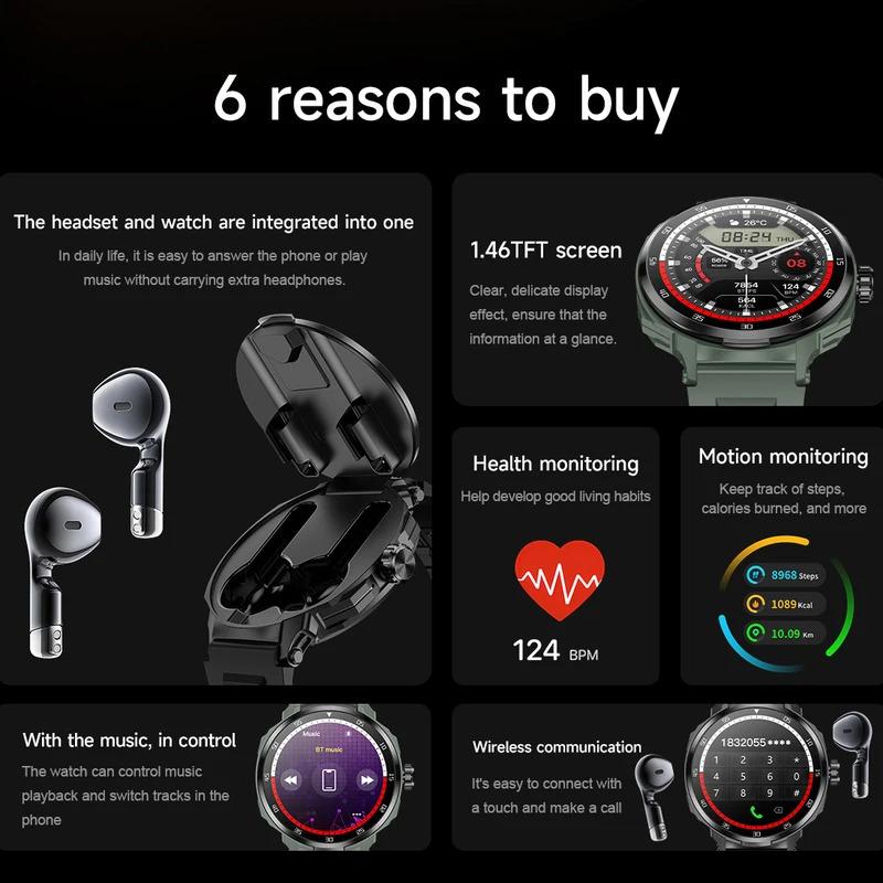 New D11 Headset Smart Watch 2 in 1 Wireless Bluetooth Earphone NFC Blood Pressure Heart Rate Testing Sport Smartwatch For HUAWE