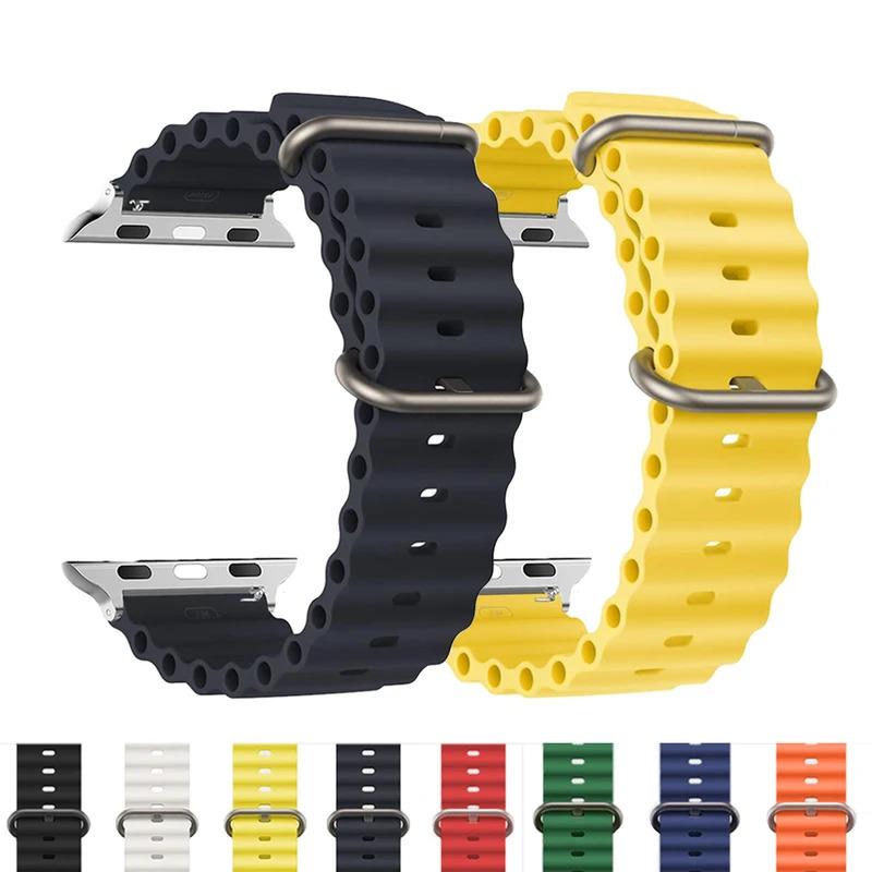 Strap For Apple Watch Band 44mm 49mm 40mm 45mm 41 38 Accessorie Correa Silicone Bracelet iWatch Ultra 2 Series 7 6 se 8 9