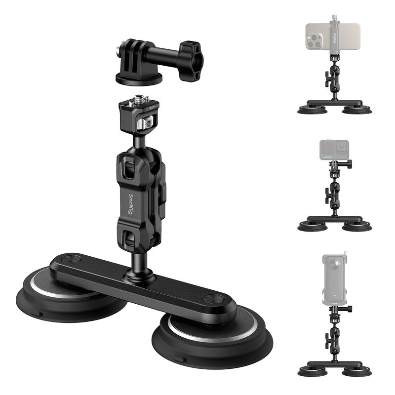 SMALLRIG Dual Magnetic Mount for Gopro, Powerful Camera Car Mount Outside for Gopro, for Insta360 and Phone, with Anti Deflection Pin Ball Head Magic Arm 4467