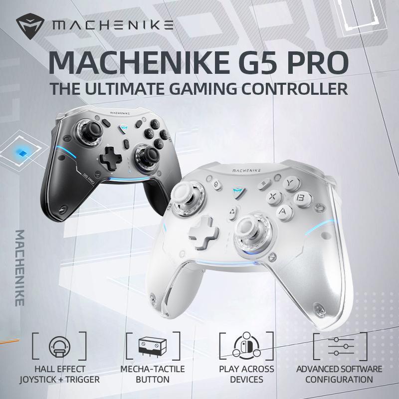 Machenike G5 Pro Wireless Gamepad Controller with RGB Light, 1 Count Durable Portable Hall Linear Trigger Mechanical Button Gamepad Controller, Tri-mode Connection Gamepad Controller for PC Steam Switch PC Tablet Smart TV, Stocking Fillers Gift