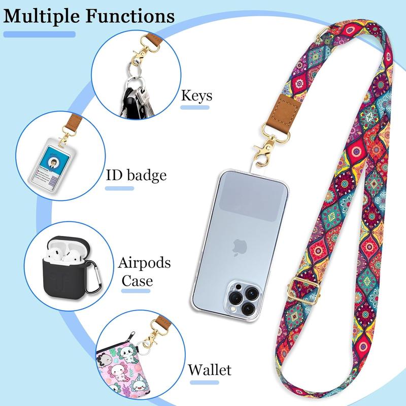 New 2024-Phone Lanyard Crossbody Wrist Strap, Boho Bohemian Cell Phone Lanyards for Around The Neck Wristlet Adjustable Phone Strap, iPhone Lanyard for Women Keys Case ID Badges Phone Accessories