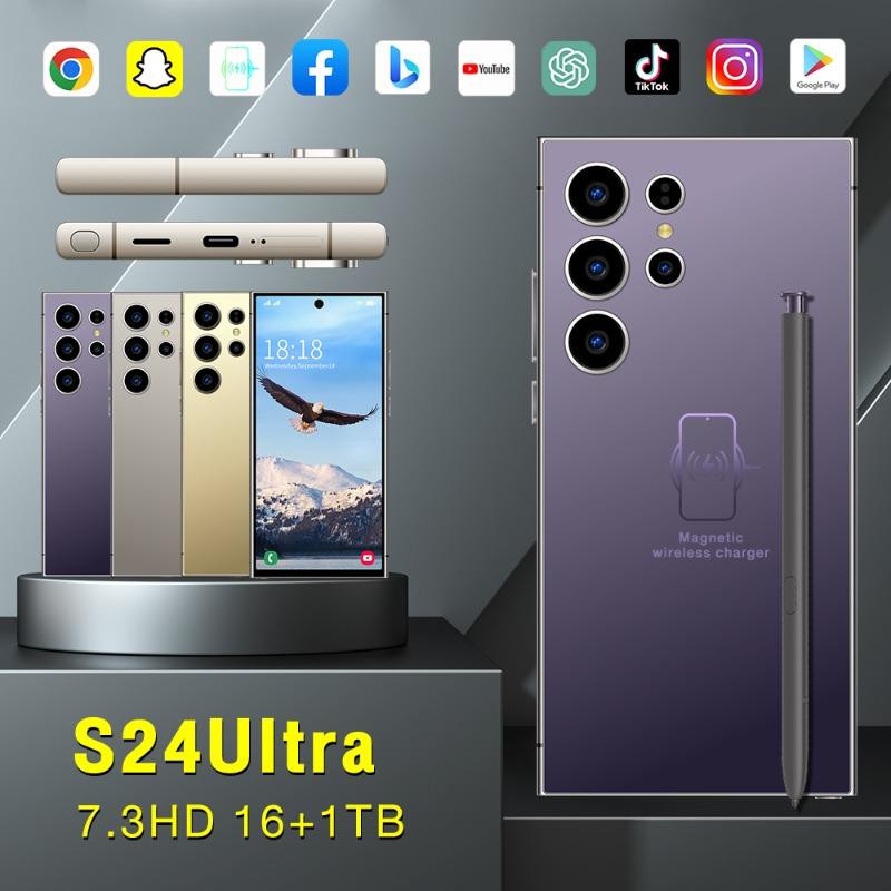 Hot style Original s24 Ultra smartphone network 7.3-inch 16GB+1TB Android phone unlocked 7000mAh 50MP+108MP 5G phone NFC, limited time promotion, children's and adult phone gifts