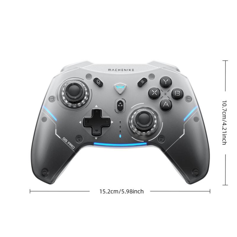 Machenike G5 Pro Wireless Gamepad Controller with RGB Light, 1 Count Durable Portable Hall Linear Trigger Mechanical Button Gamepad Controller, Tri-mode Connection Gamepad Controller for PC Steam Switch PC Tablet Smart TV, Stocking Fillers Gift