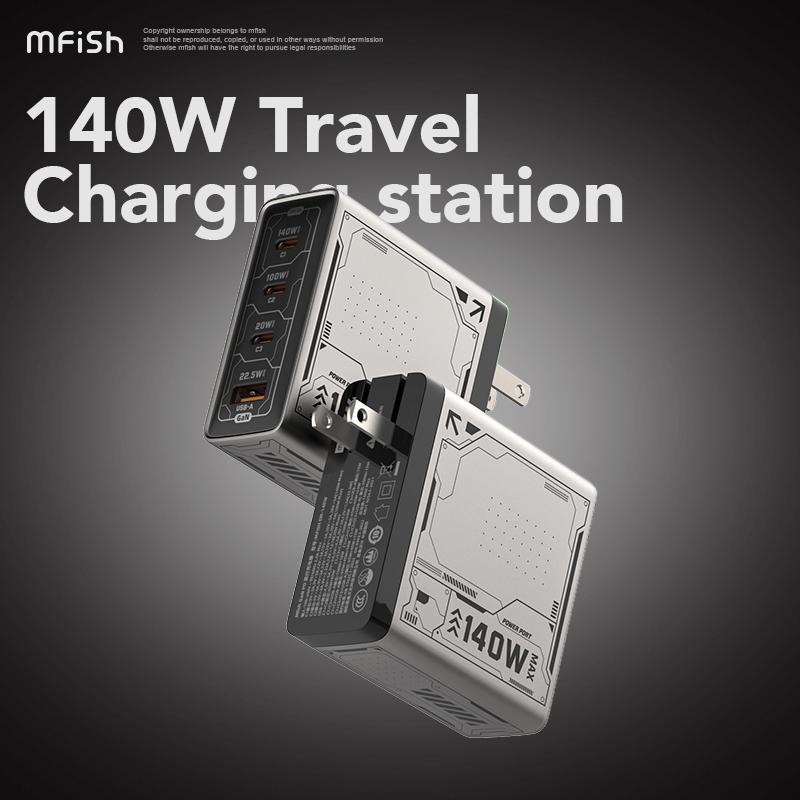 MFish E-RHINO  140W Charging Station GaN charger four-port flash charger original foldable travel universal Plug fast charging