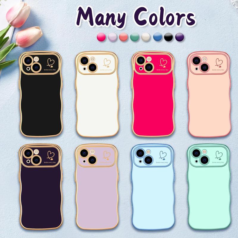 For iPhone 16 15 14 13 12 11 Pro Max Soft Wave Frame Curly Shape Magsafe Case Protector